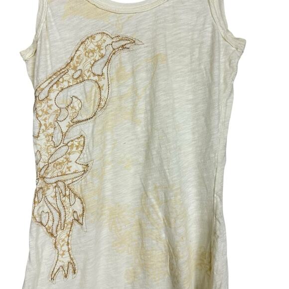 Y2K Miss Me Patch Embroidered Vintage Wash Distressed Cream Tank Top Size Small - Picture 7 of 9
